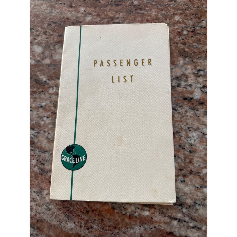1954 S.S. Santa Isabel Graceline Passenger List West Coast S America to NY